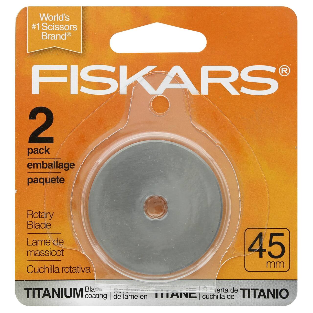 Fiskars&#xAE; 45mm Titanium Straight Rotary Blade, 2ct.